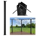 Muzata Cable Railing Corner Post Square Weldless Flat top 42”x2”x2”Stainless Steel Black Powder Coated Pre-Drilled 1-Post Corner Solution Wood Concrete Deck Balustrade Invisible PS02 BC4L, PT1 PT3 PT6