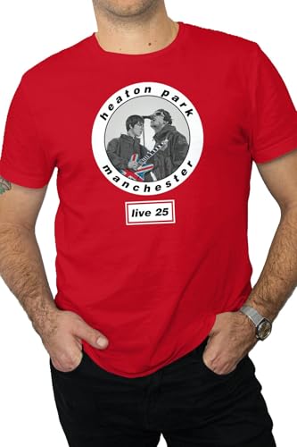 Image of De-Stroy Oasis T-Shirt - Live 25 Manchester Heaton Park Merch, Oasis Tour t-Shirt, 10 colourways Available (UK, Alpha, S, Regular, Regular, Red/White)