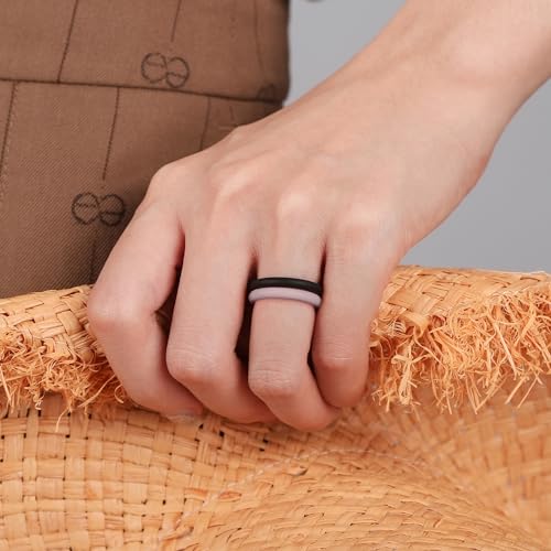 Egnaro Women's Bridal Rings Sets, Thin and Stackable Rings Silicone Women Wedding Bands，Rubber Promise Rings for Gift, Anniversary Ring for Work Out- 2.5mm Width - 1.8mm Thick3
