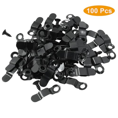 Image of BokWin Picture Frame Turn Button with Screws, Black, 100 Pcs | Metal, Picture Frame Fasteners, For Hanging Pictures Photos Drawings