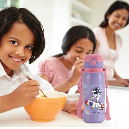 Image of MILTON Torque 650 ISI Certified Stainless Steel Water Bottle, Leak Proof, Rust Proof, Single Walled,1 Yr Warranty, Ideal Sipper Water Bottle for School Kids Bottle, 625 ml, Purple (Astronaut)