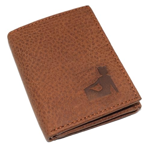 MARSHAL Virgo Zodiac Sign Logo Men's RFID Protected Genuine Leather Bifold Trifold Wallet (Trifold)