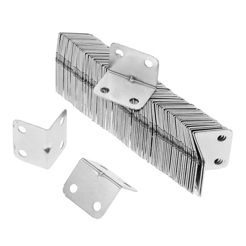 KICHOUSE Furniture Corner Bracket Set 100pcs Metal Right Angle Brackets for Wood Enhanced Strength for Tables and Bookshelves Nickel Plated