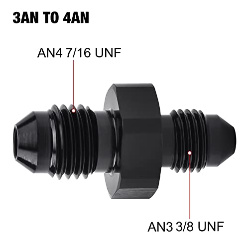Image of EVIL ENERGY 4AN Male to 3AN Male Flare Reducer Coupler Union Straight Adapter Fitting Black 2PCS