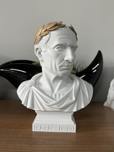 Busto de Julio César blanco decorativo con laureles dorados miniatura 7