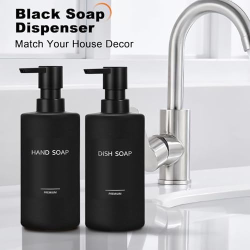 GMISUN Hand Soap Dispenser, 12 Fl oz Black Soap Dispenser Bathroom, 2 Pcs Washing up Liquid Dispenser, Refillable Handwash Dispensers Bottle with Waterproof Labels, Glass Pump Bottle Dispensers - Cosy Home Interiors GMISUN Hand Soap Dispenser, 12 Fl oz Black Soap Dispenser Bathroom, 2 Pcs Washing up Liquid Dispenser, Refillable Handwash Dispensers Bottle with Waterproof Labels, Glass Pump Bottle Dispensers - Image 6
