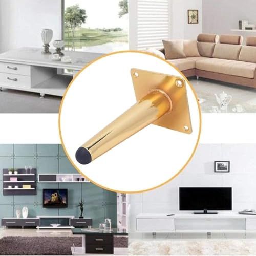 Image of Aakash Decor Sofa Leg Gold Finish 6 Inches (Set of 4) Metal Cone Shape Heavy Duty Sofa Legs for Home, Office Rustproof & Sturdy Sofa Paya with Mounting Screw | Furniture & Table Legs