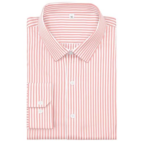 Grade 4 Wrinkle-Resistant Long Sleeve Striped Button-Down Shirt for Men Mens Dress Shirts Small 00115-peach