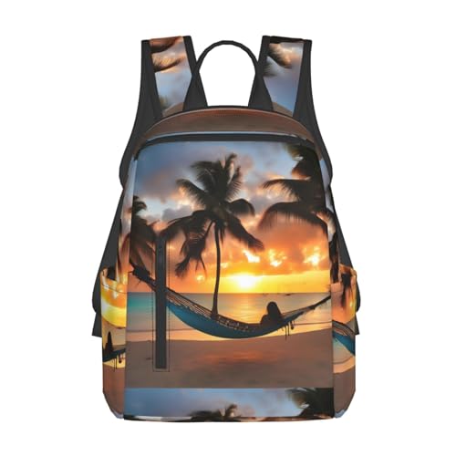 Sac à dos de voyage léger au motif plage exotique pour le shopping et les vacances