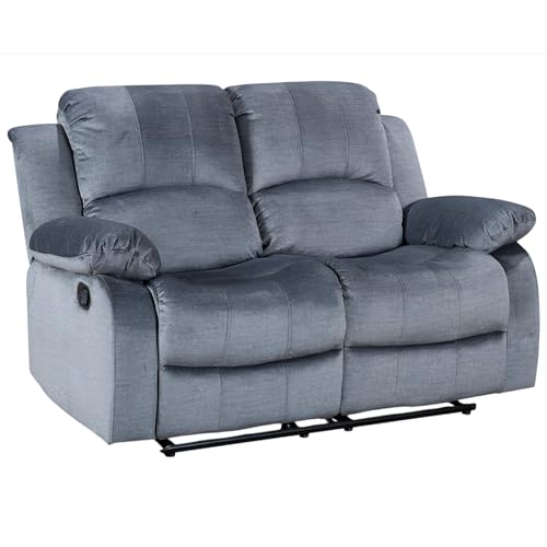 Grey Chenille Fabric 2 Seater Recliner Sofa | Manual Lever, 