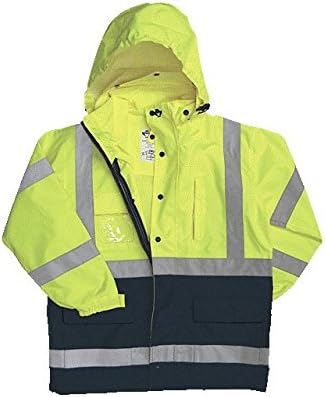 2W 736C-3 4XL 100 Percent Waterproof Class 3 Rain Parka - Lime & Blue44; 4 Extra Large