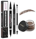 LAVONE Hair-Like Eyebrow Pen Makeup kit, Eyebrow Pencils for Women with Waterproof Microblading Eyebrow Pencil, Eyebrow Pomade, Eyeliner and Eyebrow Brush, Create Full, Natural Brows, Dark Brown