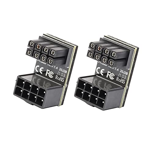 Adaptateur coudé 180 degrés 8 broches pour carte graphique ATX de bureau inverse 2 pièces