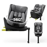 Kinderkraft I-360 2 PRO, fotelik samochodowy i-Size 40–150 cm, obracany 360°, ISOFIX, tyłem i przodem, H-GUARD+, SPS+, EASY SPIN PRO, EASY GROW, od narodzin do 12 lat, Szary