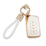 PIFOOG Key Fob Cover for Lexus RX NX ES GS IS LS RC 4 Button TPU White Keys Case Shell Bling Keychai
