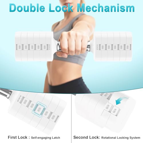 Image of Hezeyferg 30.8LB Adjustable Dumbbell Set, Hand Weights Set for Home Gym | Each Adjustable Weight Dumbbell with 6 Levels 4.4 /6.6 /8.8 /11 /13.2 /15.4lb, for Women /Men Full Body Workout