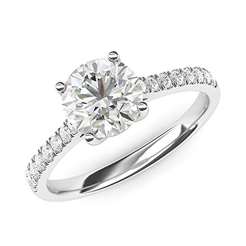 14k White Gold 2CT Classic 4-Prong Simulated Diamond or Moissanite Promise Bridal Engagement Ring Side Stones2