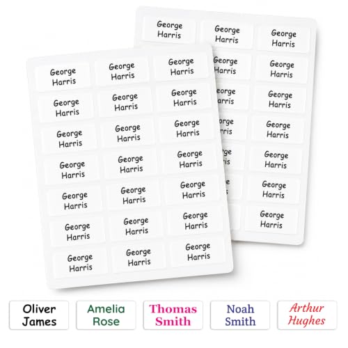 60 Personalised Stick on Name Labels for Clothes No Iron Just Peel