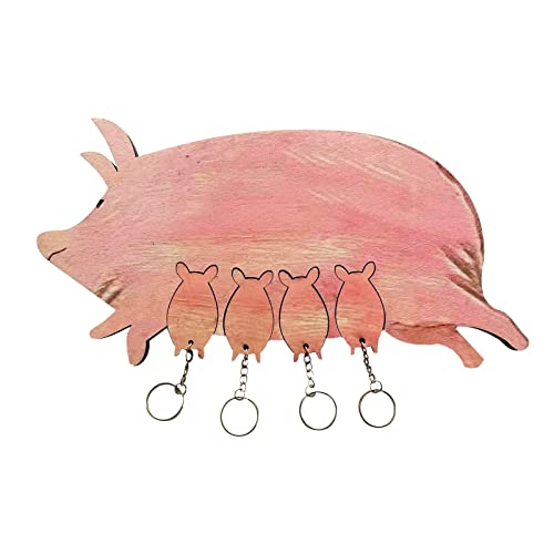 Mounting Rope Wall Decoration Animal Decoration Cute Pig Wall Art Rustic Wall Decoration Wooden Board Hollow Decoration Farmhouse Dark Heater Patio Electric (Pink, One Size)