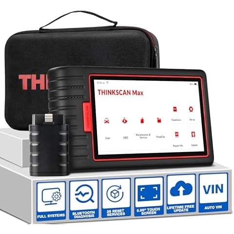 Thinkscan Max Car Diagnostic Scan Tool for All Vehicles Full System OBD2 Scanner with 28 Maintenance Functions, AutoVIN/EPB/BMS/SAS/ABS Bleeding/Oil/Injector/TPMS Sevices Code Reader Cover