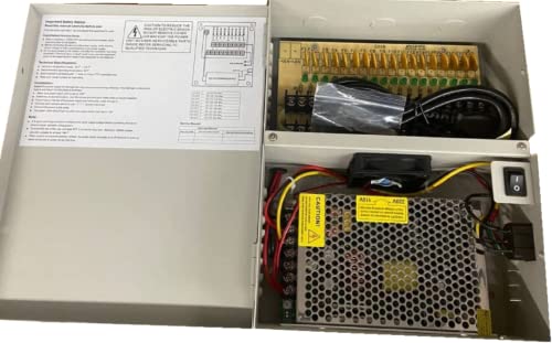 Holiday Deals 🛒 KENUCO 18 Channel 20 Amps 12V DC CCTV Reset Fuse Distributed Camera Power Supply Box for Security Camera, UL Listed