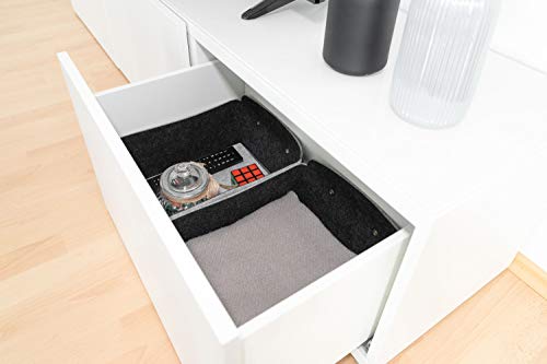 Miqio® Design Aufbewahrungsbox aus Filz mit Ledergriff | hochwertiger Korb aus Filz | Filzbox mit Echtleder Griffen | Regalkorb | hellgrau | Filzkorb 4er Set