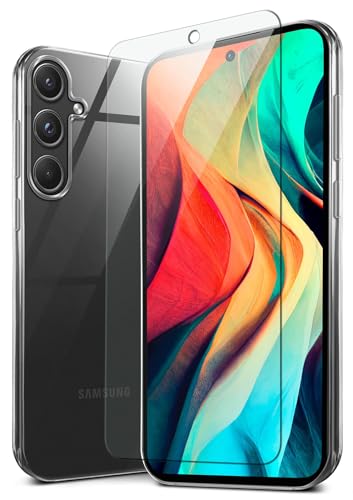 Coque transparente Samsung Galaxy A55 5G pour éviter les rayures au bureau ou en voyage avec film