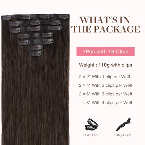 Image of GOO GOO Seamless Clip in Hair Extensions Real Human Hair Remy Extensions
