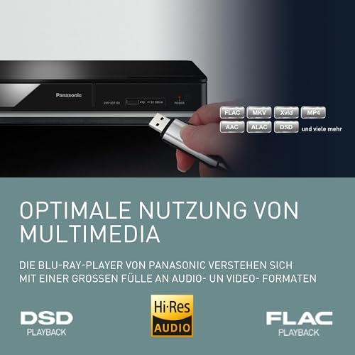Panasonic DMP-BDT184EG 3D Blu-ray Player (4K Upscaling, DLNA, VoD, HDMI-Steuerung, USB, MKV-Playback) schwarz