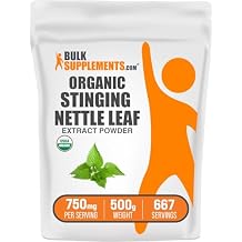 مسحوق مستخلص نبات القراص العضوي من BulkSupplements.com - مستخلص أوراق نبات القراص، مكمل عشبي - نباتي وخالي من الجلوتين، 750 مجم لكل وجبة، 500 جرام، 1.1 رطل، عبوة من 1