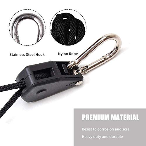 Foto von Seil Ratsche 2 Stück, Mayllona 1/8 Zoll Ratsche 2M Länge Einstellbare Heavy Duty Zurrgurte, Karabinerhaken Clip Aufhänger Tragkraft 68kg für Grow Plant Fan Filter Light Room Equipment