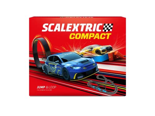 Scalextric - Kompakte Rennstrecke - Komplette Rennstrecke - 2 Autos und 2 Fernbedienungen 1:43 (Jump & Loop)
