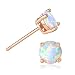 Ghome 18K Rose Gold Plated Created Opal Stud Earrings 6MM Round For Women (Rose Gold)