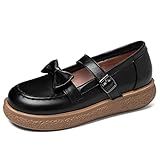 Suela: caucho FOV Mujeres Gótico Lolita Zapatos Hebilla Punta Redonda Plataforma Clásica Mary Jane Zapatos Uniforme Vestido Oxford Zapatos Negro EU42.5