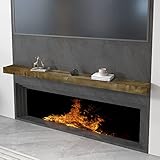 Eshoma Fireplace Mantel, 70 inches Floating Solid Wood Shelf with Baked Finish, Rustic Mantles for Over Fireplace with Heavy Duty Metal Bracket, 70 x 7 x 3 in, Brown