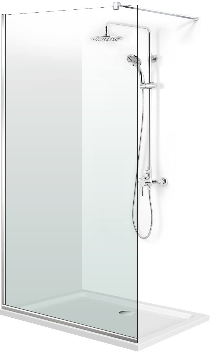 Aqua Roy INOX, Größe 100 cm ab 70/80/90/100/110/120, Walk in Duschwand, Duschabtrennung, 8 mm Klarglas, Edelstahl (100x195 cm)