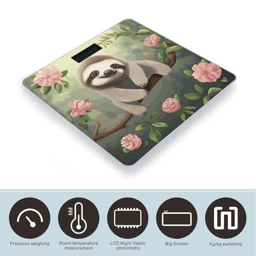 Báscula digital Cute Baby Sloth para baño, vidrio templado miniatura 3