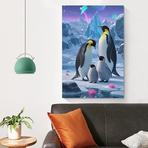 Cuadro en lienzo de pingüino para solucionar paredes frías en salones y pasillo 4