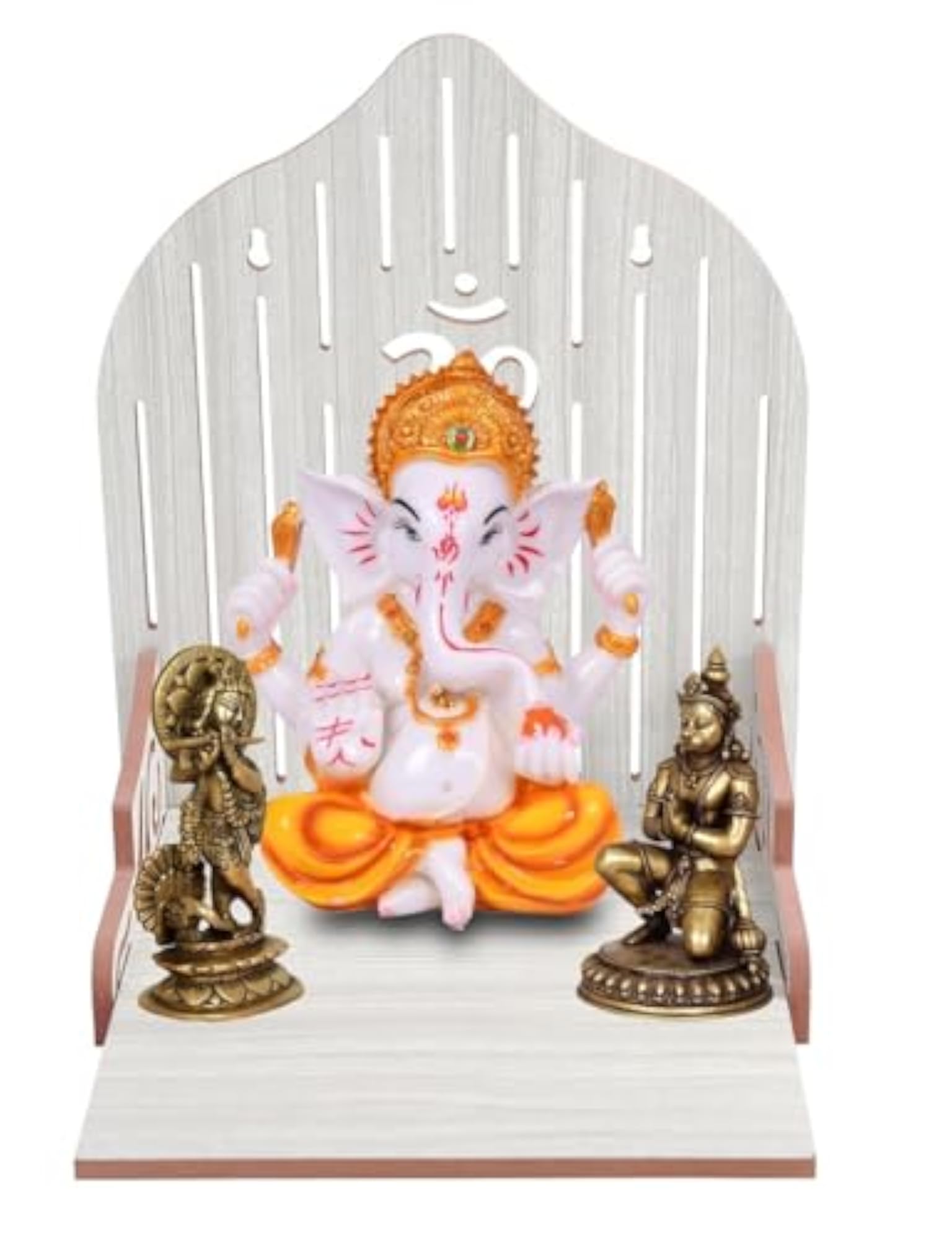 Small Wooden Pooja Mandir with Om Cutwork Design