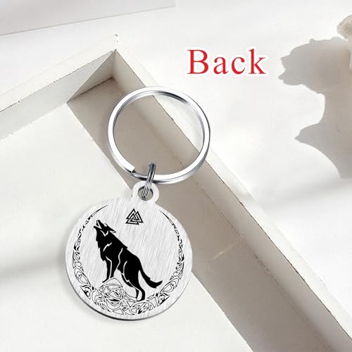 Image of Alotozo Norse Viking Keychain for Men Women - Compass, Tree of Life, Wolf, Odin, Ravens Mythology Gift for Birthday Christmas