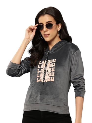 Image of Aarika Womens Winter Wear Green Colour Printed Velvet Hoodie