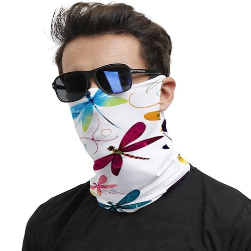 Neck Gaiter Colorful Dragonfly Face Mask for Travel Face Cover Scarf for Men Women Elastic Headbands Wind-proof Bandana for Skiing Fishing Hiking Cycling2