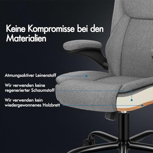 ALFORDSON Ergonomischer Bürostuhl Chefsessel Massage, höhenverstellbarer Schreibtischstuhl Armlehnen, Computerstuhl Wippfunktion 90°-135°, Drehstuhl mit Rollen,Besprechungsstuhl Stoff Schwarz