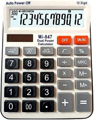 PUJA-Mobile Point | A m i g o Check and Correct Calculator, White Body, 12 Digit, Big Display | Pack of 2