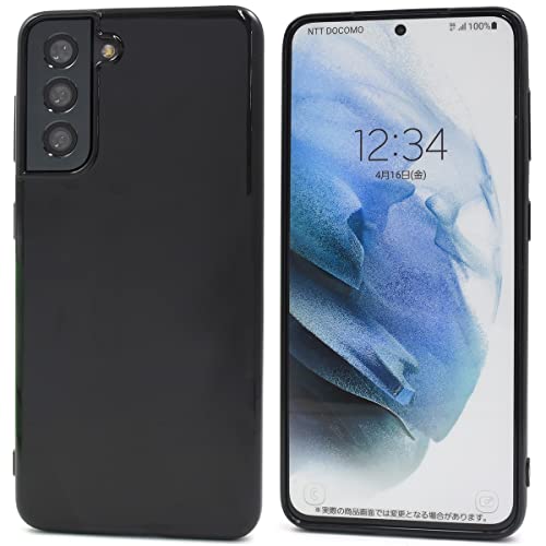 Galaxy S21 5G (SC-51B / SCG09) ケース ソフト 黒 シンプル ギャラクシー ソフトケース TPU素材 しなやか 使いやすい 無地 カラーケース ストラップホール 付き 【 ブラック 】