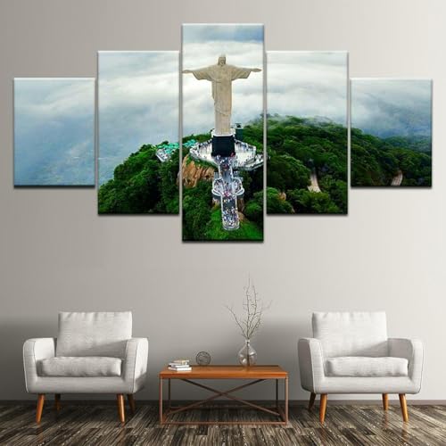 Impression sur toile Christ Rédempteur grand tableau décoration murale salon avec cadre en bois