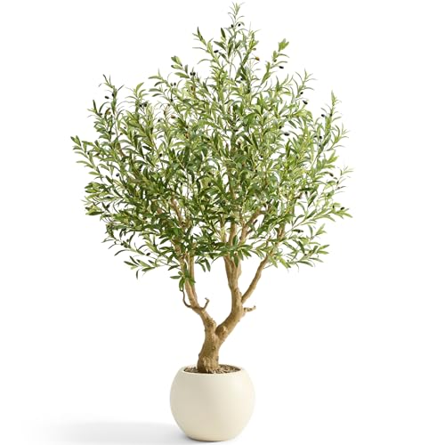 Large Faux Olive Tree with White Pot Realistic & Lush