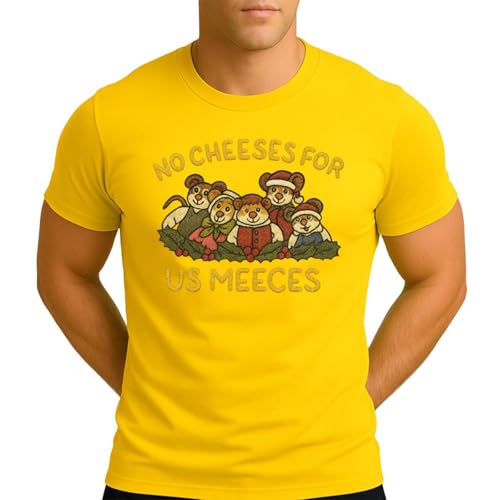 Mäuse | No Cheeses für us Meeces | Weihnachten Christmas X-Mas Herren T-Shirt, Gelb, M
