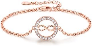 LAVUMO Womens Bracelet Sterling Silver Infinity Bracelet Hypoallergenic Womens Jewellery Valentines Mothers Day Birthday Anniversary Christmas Gifts for Girlfriend Wife Mum Adjustable Bracelet