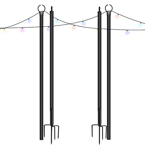 Brillihood 9Ft Outside String Light Poles, Sturdy 4-Prong